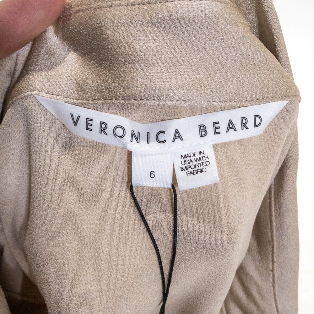 Veronica Beard M Luxe Crepe Button Down Blouse Long Sleeve Shirt Sand size 6 - Picture 14 of 16